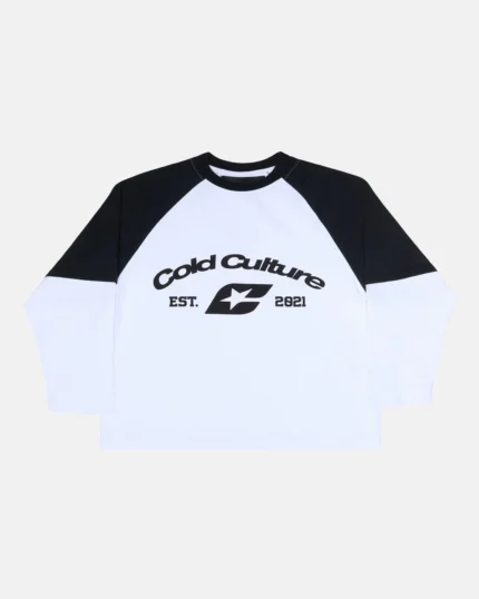 Cold Culture Baseball Double Sleeve Tee White-Black