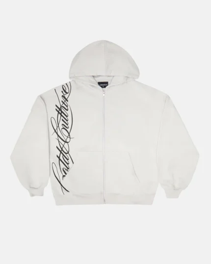Cold Culture Script Zip Hoodie Light Grey